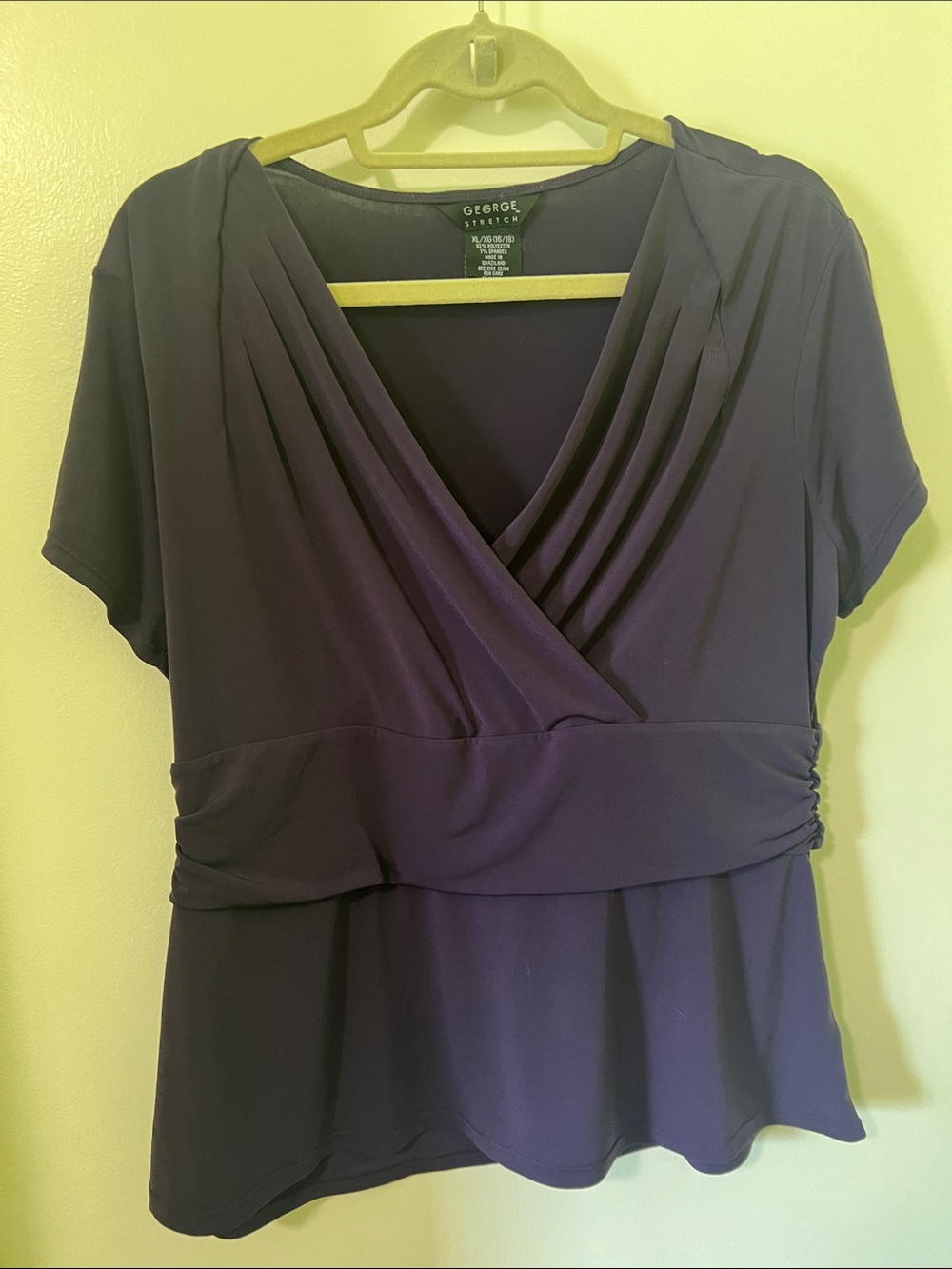 George Purple Surplice Short Sleeve Blouse XL